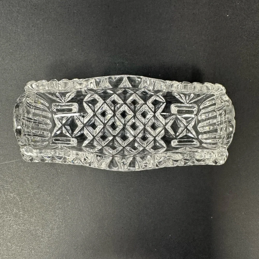 Vintage Diamond Pattern Rectangular Toothpick Holder Salt Cellar Knife Rest A2